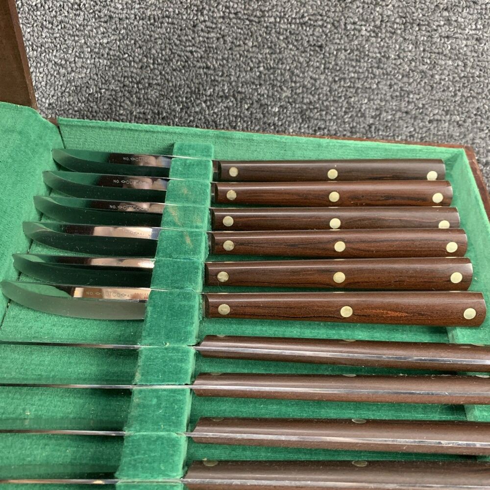 12 Pc Cutco Steak Table Knife Set#47 Straight Edge Blade w/ Felt Lined Wood Case - Picture 5 of 9